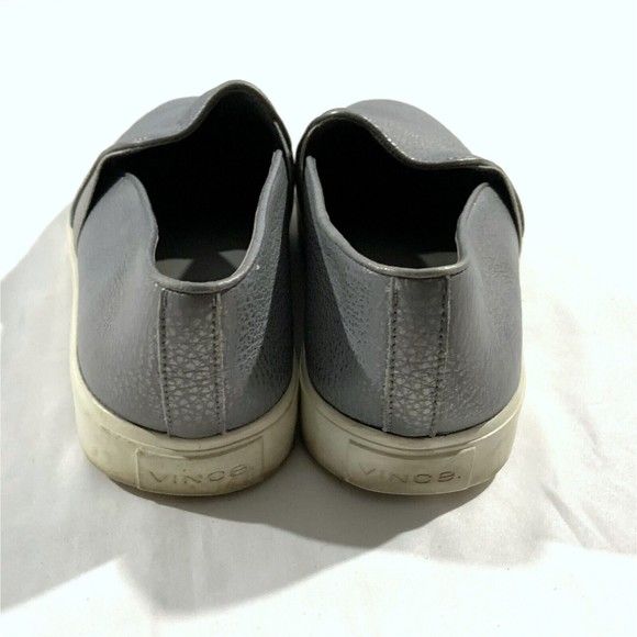 Vince Pewter Color Grey Grain Leather Slip On Sneakers Shoes Women's 8.5 M - Picture 8 of 12